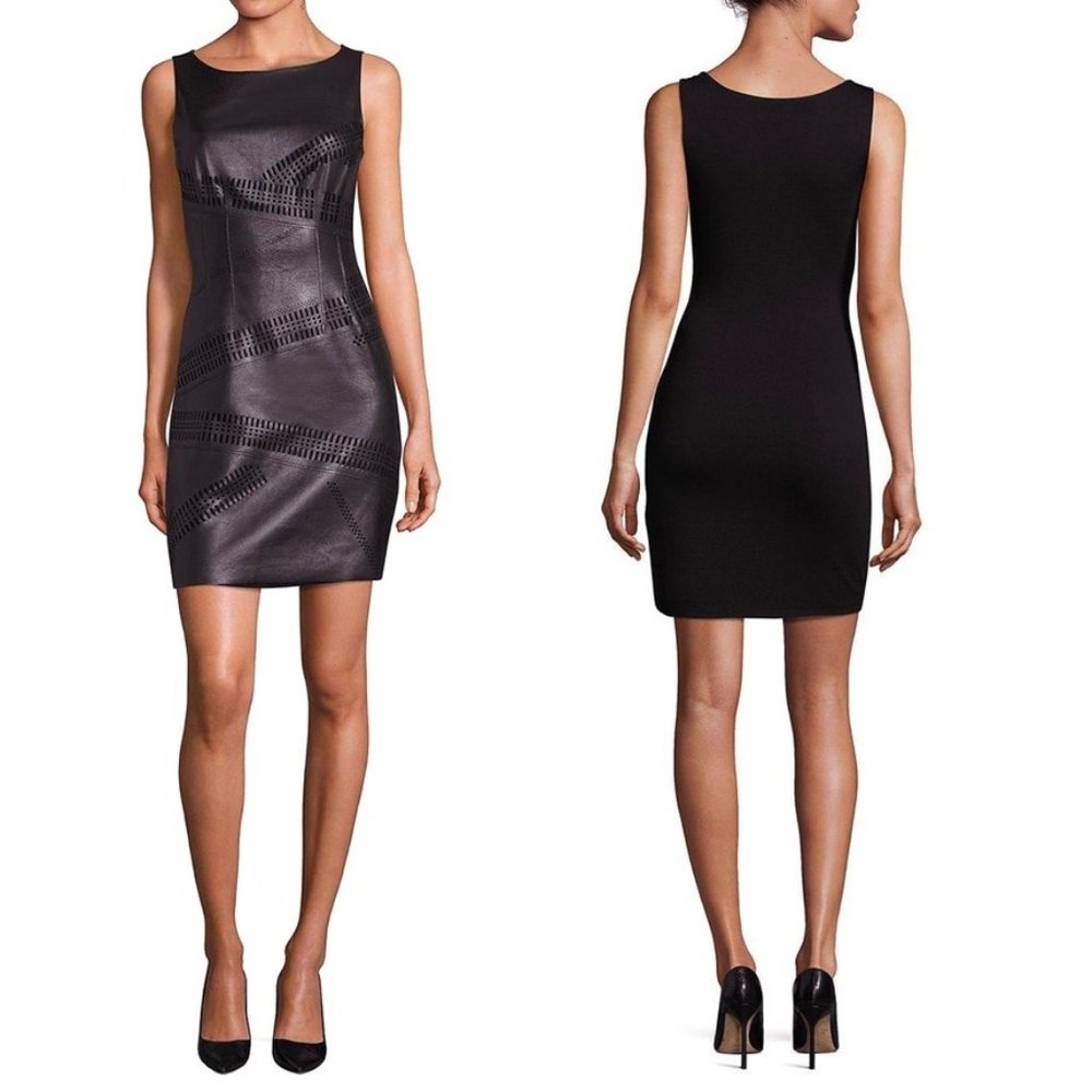 NEW | Bailey 44 Waterfall Faux Leather Dress Black - Picture 2 of 12